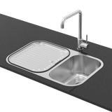 Abey Brisbane Sink 1 & 2/3 Bowl 681x446mm Topmount/Undermount (Inc. Mixer & Tray) Stainless Steel NQ180T11 (KTA011-BR Mixer)