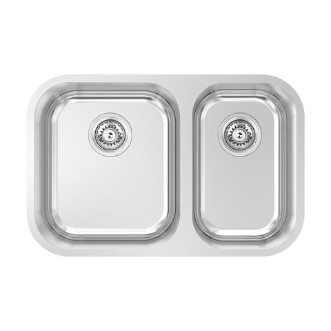 Abey Brisbane Sink 1 & 2/3 Bowl 681x446mm Topmount/Undermount (Inc. Tray) Stainless Steel NQ180