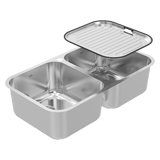 Abey Daintree Sink Double Bowl 782x446mm Topmount/Undermount (Inc. Tray) 1 Taphole Stainless Steel NQ200TH