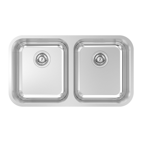 Abey Daintree Sink Double Bowl 782x446mm Topmount/Undermount (Inc. Tray) Stainless Steel NQ200