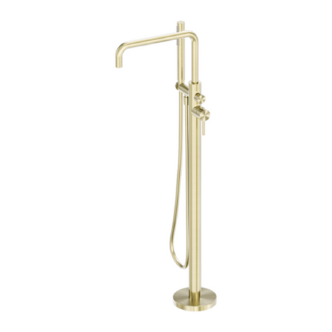 Nero Zen Freestanding Bath Mixer w/ Indoor Shower Hose Brushed Gold NR162203A02BG