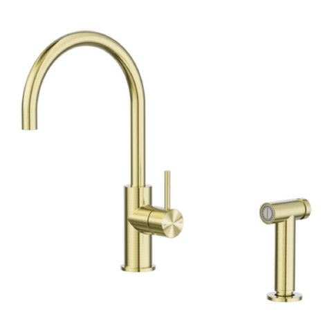 Nero Zen Kitchen Mixer w/Pullout Hand Spray Brushed Gold NR162208BG