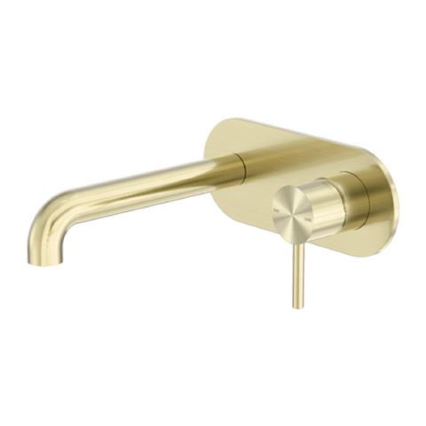 Nero Zen Wall Basin/Bath Mixer w/ 230mm Spout Brushed Gold NR162210A230BG