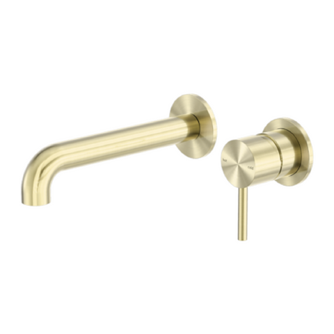 Nero Zen Wall Basin/Bath Mixer w/ 230mm Spout (Separate Plates) Brushed Gold NR162210B230BG