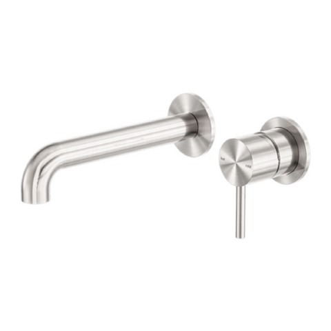 Nero Zen Wall Basin/Bath Mixer w/ 230mm Spout (Separate Plates) Brushed Nickel NR162210B230BN