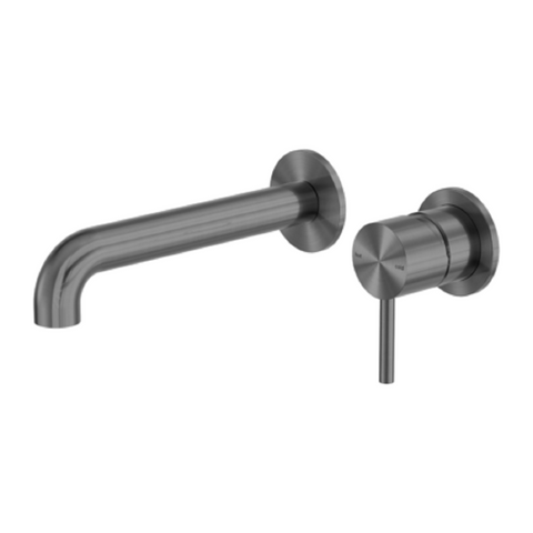 Nero Zen Wall Basin/Bath Mixer w/ 230mm Spout (Separate Plates) Graphite NR162210B230GR