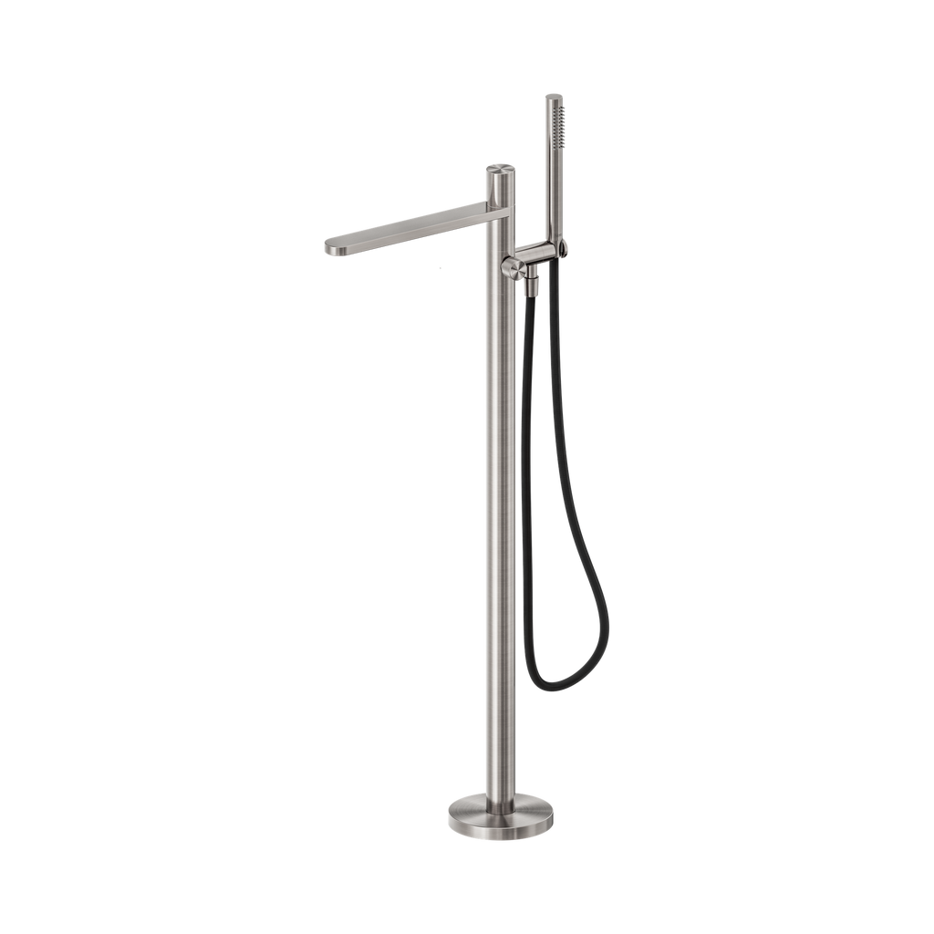 Nero Pure Freestanding Bath Mixer Outdoor Shower Hose Brushed Nickel NR172203A01BN