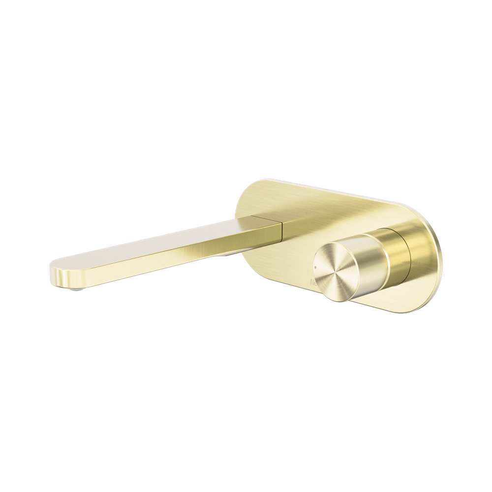 Nero Pure Progressive Wall Mixer Set 185mm Spout Brushed Gold NR172210ABG