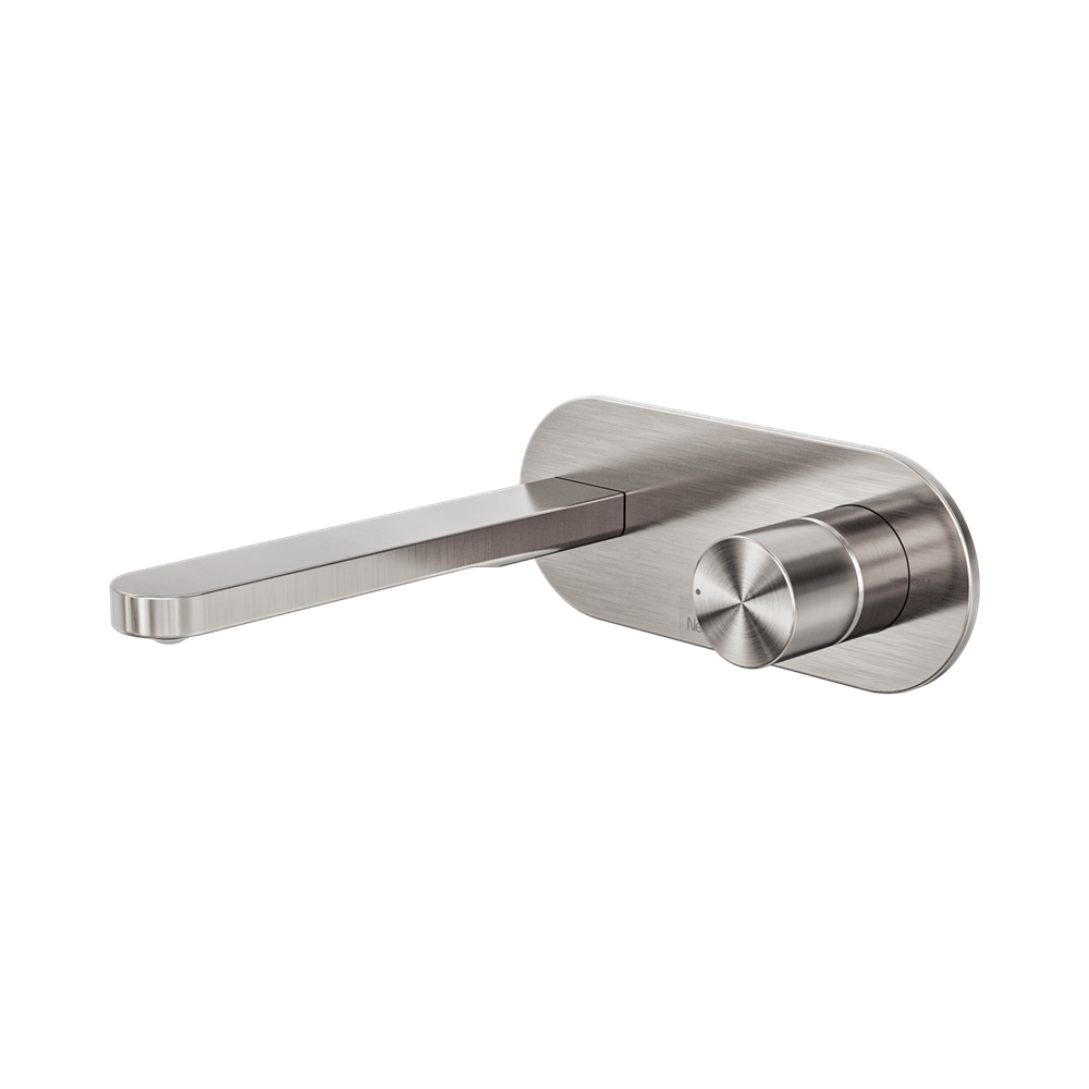 Nero Pure Progressive Wall Mixer Set 185mm Spout Brushed Nickel NR172210ABN
