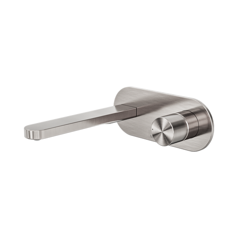 Nero Pure Progressive Wall Mixer Set 185mm Spout Brushed Nickel NR172210ABN