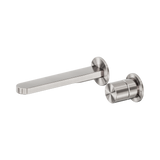 Nero Pure Progressive Wall Mixer Set Separate Back Plate 185mm Spout Brushed Nickel NR172210BBN