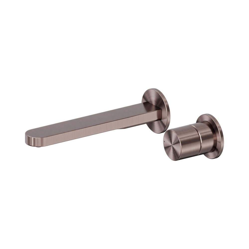 Nero Pure Progressive Wall Mixer Set Separate Back Plate 185mm Spout Brushed Bronze NR172210BBZ