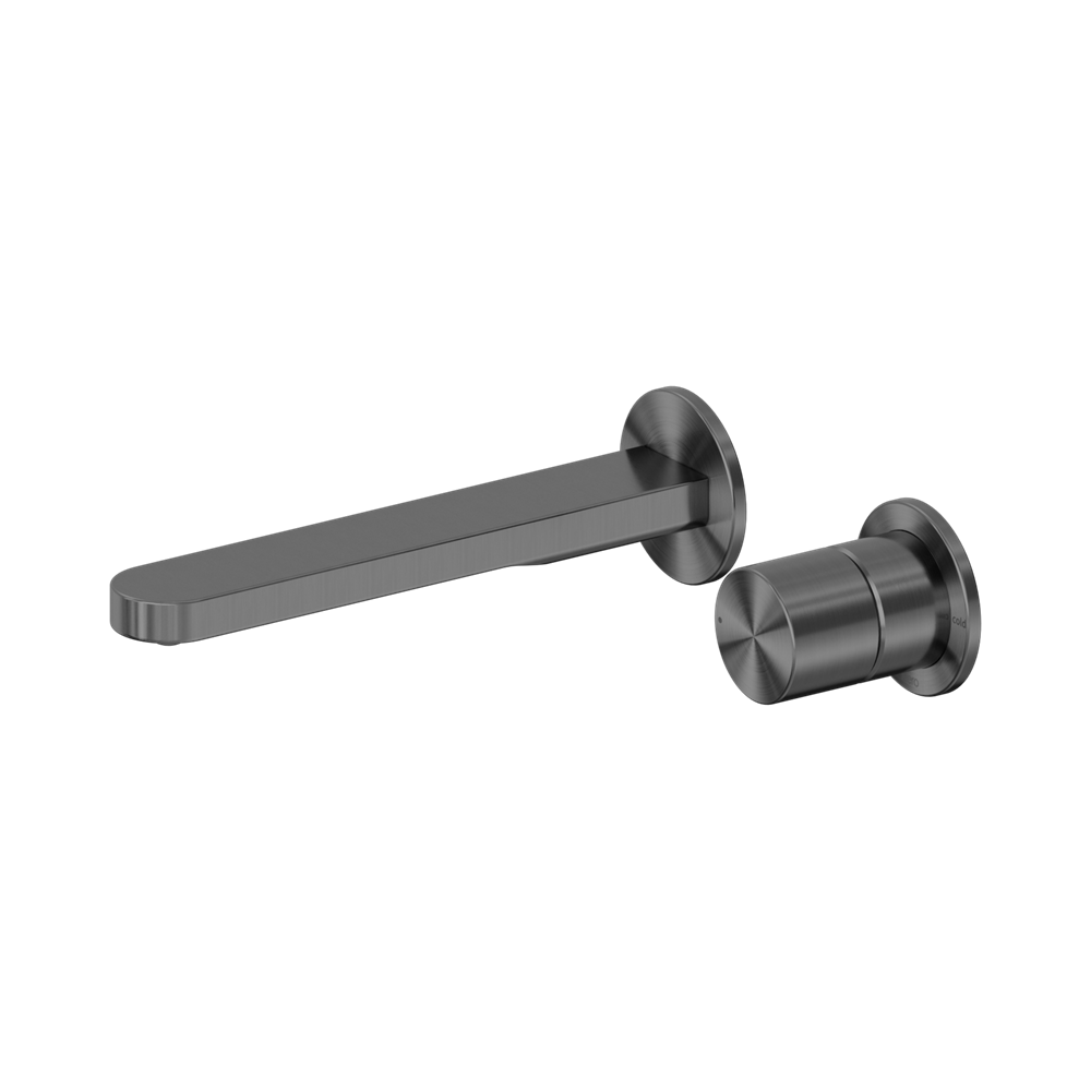 Nero Pure Progressive Wall Mixer Set Separate Back Plate 185mm Spout Graphite NR172210BGR