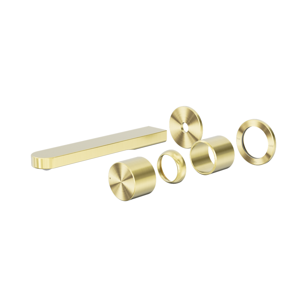 Nero Pure Progressive Wall Mixer Set Separate Back Plate 185mm Spout (Trim Kit Only) Brushed Gold NR172210BTBG