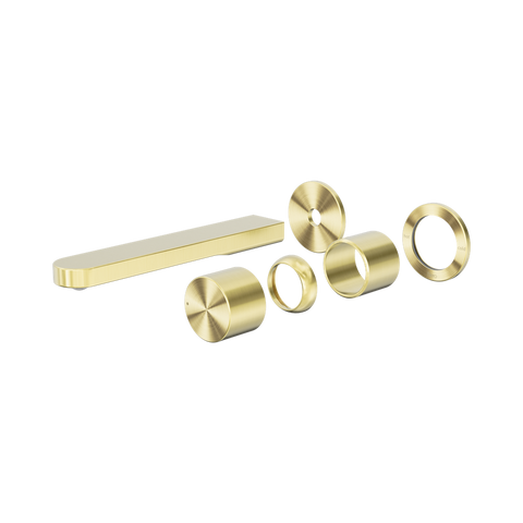 Nero Pure Progressive Wall Mixer Set Separate Back Plate 185mm Spout (Trim Kit Only) Brushed Gold NR172210BTBG