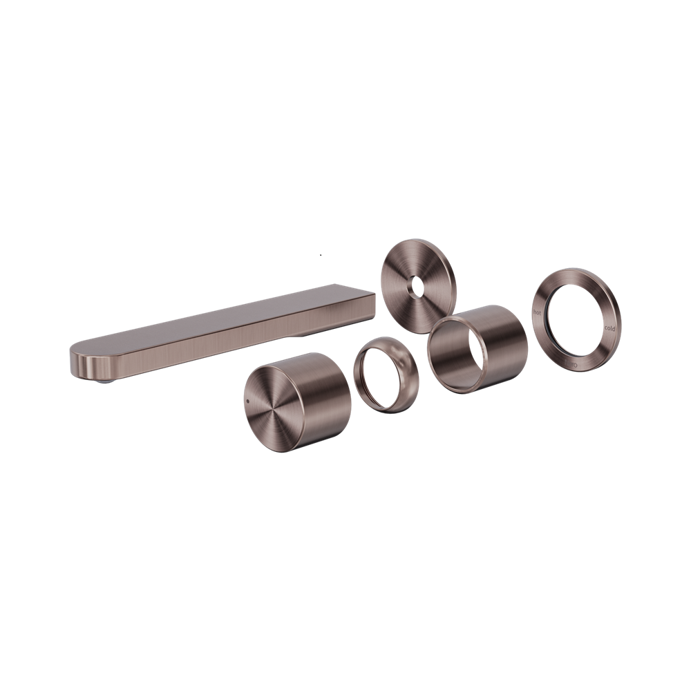 Nero Pure Progressive Wall Mixer Set Separate Back Plate 185mm Spout (Trim Kit Only) Brushed Bronze NR172210BTBZ