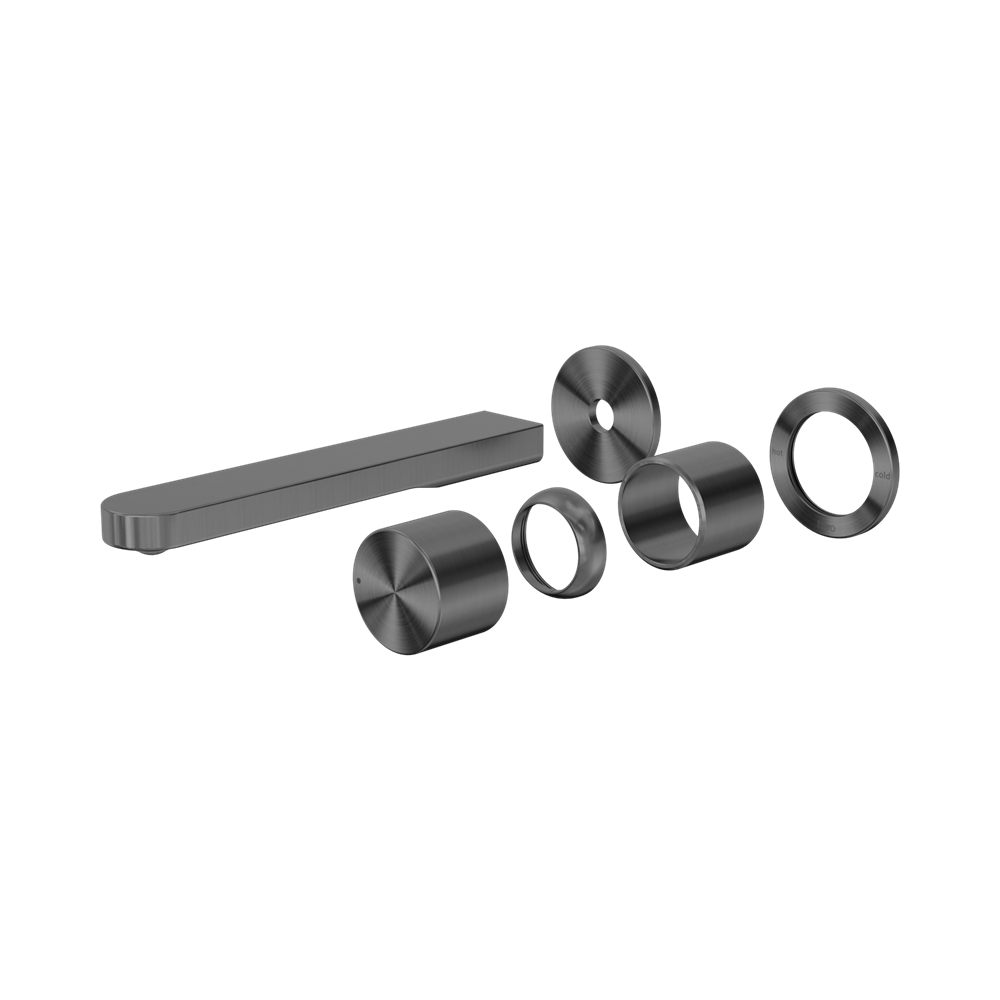 Nero Pure Progressive Wall Mixer Set Separate Back Plate 185mm Spout (Trim Kit Only) Graphite NR172210BTGR