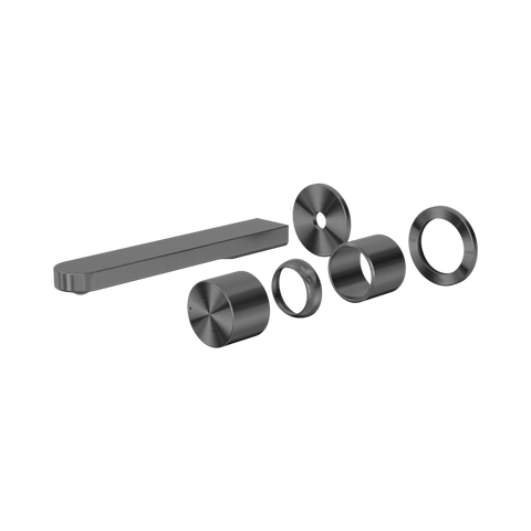 Nero Pure Progressive Wall Mixer Set Separate Back Plate 185mm Spout (Trim Kit Only) Graphite NR172210BTGR