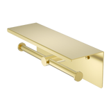 Nero Mecca Double Toilet Roll Holder w/ Shelf Brushed Gold NR1986EBG