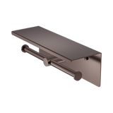 Nero Mecca Double Toilet Roll Holder w/ Shelf Brushed Bronze NR1986EBZ