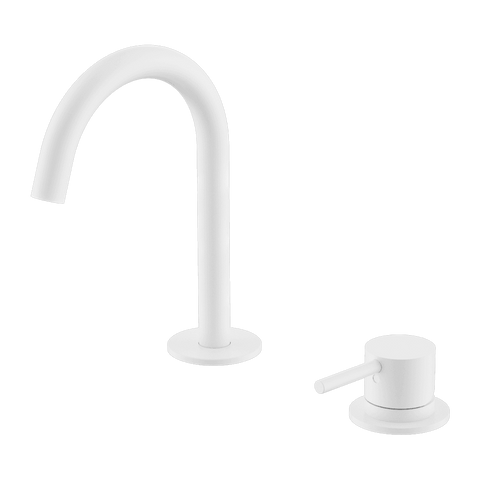 Nero Mecca Hob Basin Mixer Set Arc Spout Matte White NR221901GMW