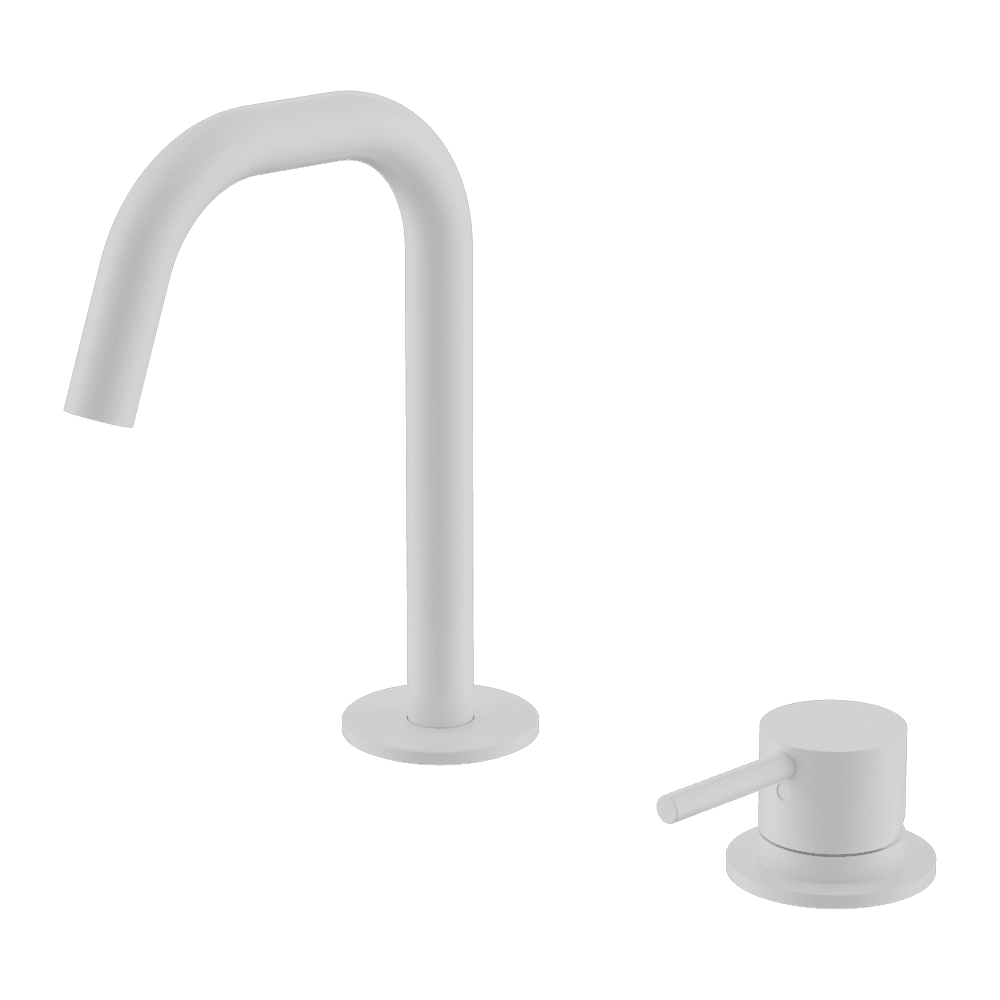 Nero Mecca Hob Basin Mixer Set Edge Spout Matte White NR221901HMW