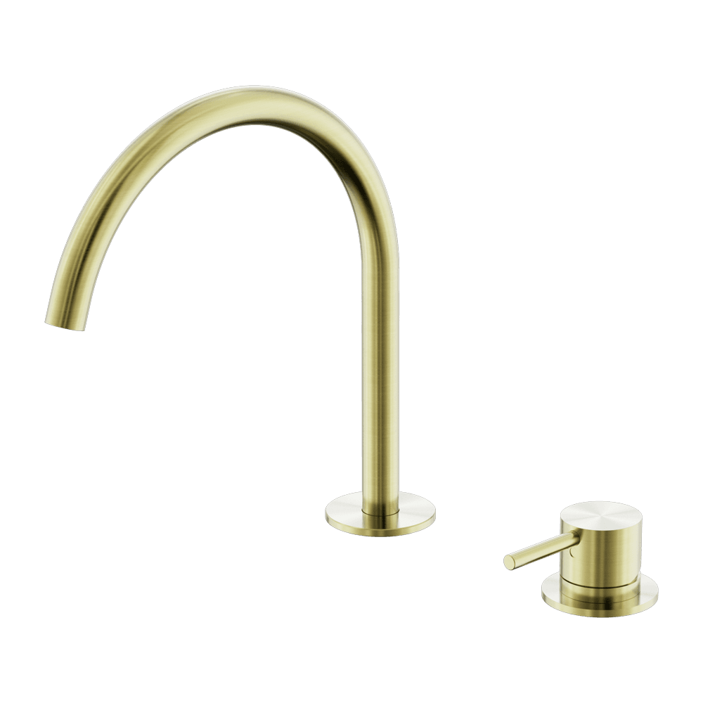 Nero Mecca Hob Kitchen/Bath Mixer Set 220mm Arc Spout Brushed Gold NR221901JBG