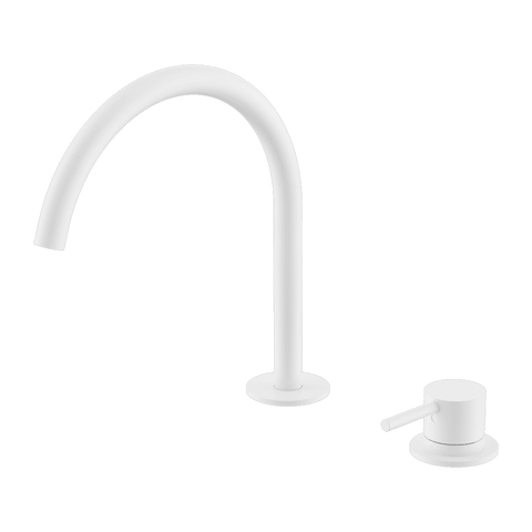 Nero Mecca Hob Kitchen/Bath Mixer Set 220mm Arc Spout Matte White NR221901JMW