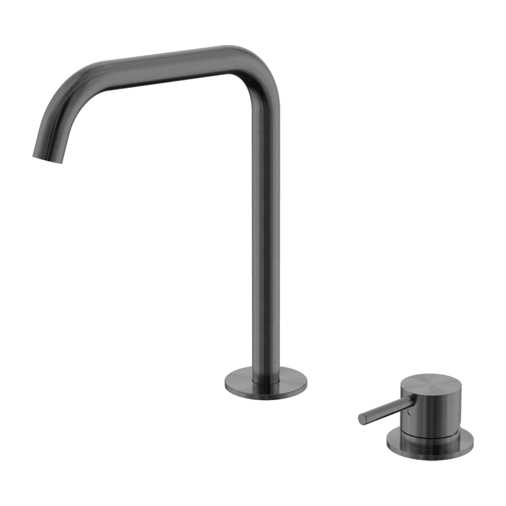 Nero Mecca Hob Kitchen/Bath Mixer Set 200mm Edge Spout Gunmetal NR221901KGM