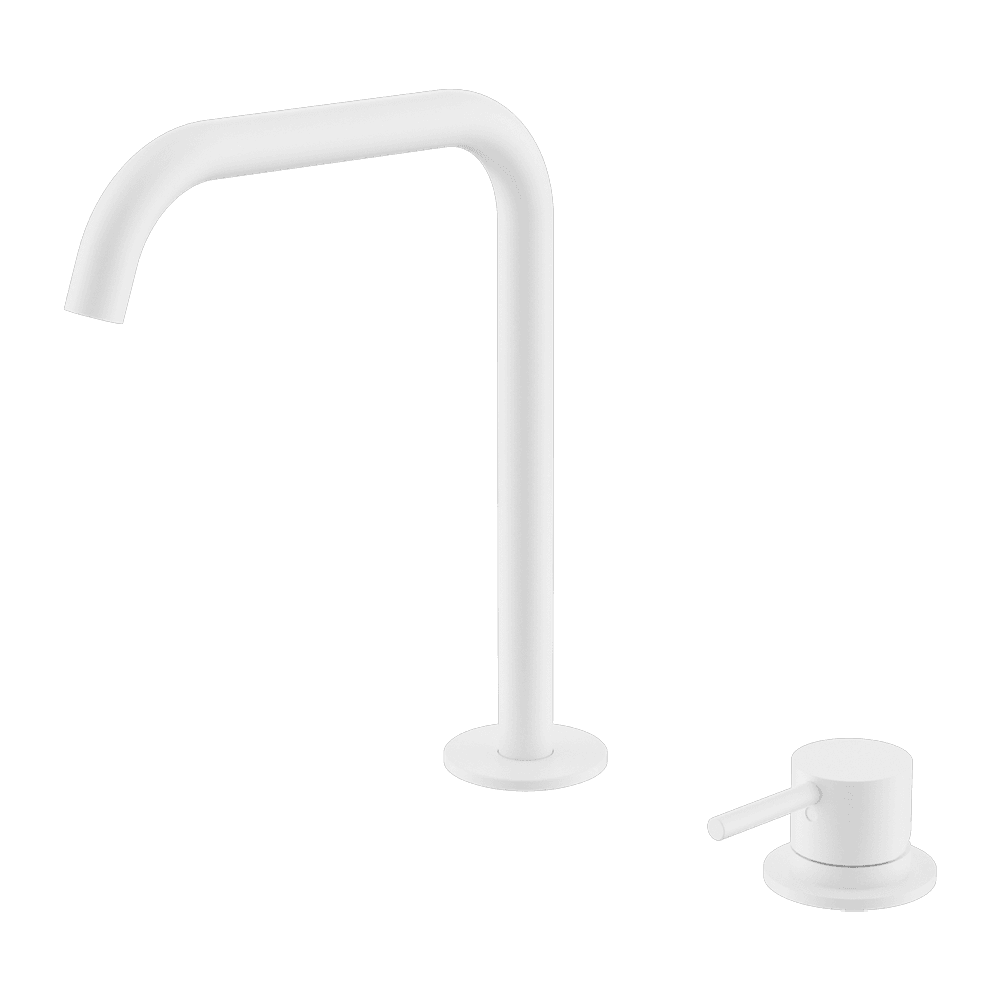 Nero Mecca Hob Kitchen/Bath Mixer Set 200mm Edge Spout Matte White NR221901KMW