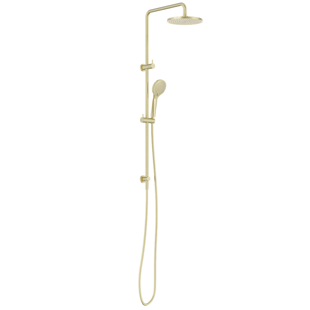 Nero Round Twin Shower Set Air 230mm Overhead Air 1 Handset DCV Brushed Gold NR250805D01BG