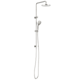 Nero Round Twin Shower Set Air 230mm Overhead Air 1 Handset DCV Brushed Nickel NR250805D01BN