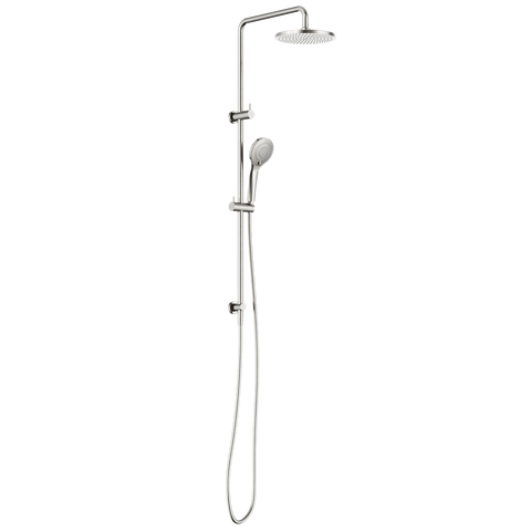 Nero Round Twin Shower Set Air 230mm Overhead Air 1 Handset DCV Brushed Nickel NR250805D01BN