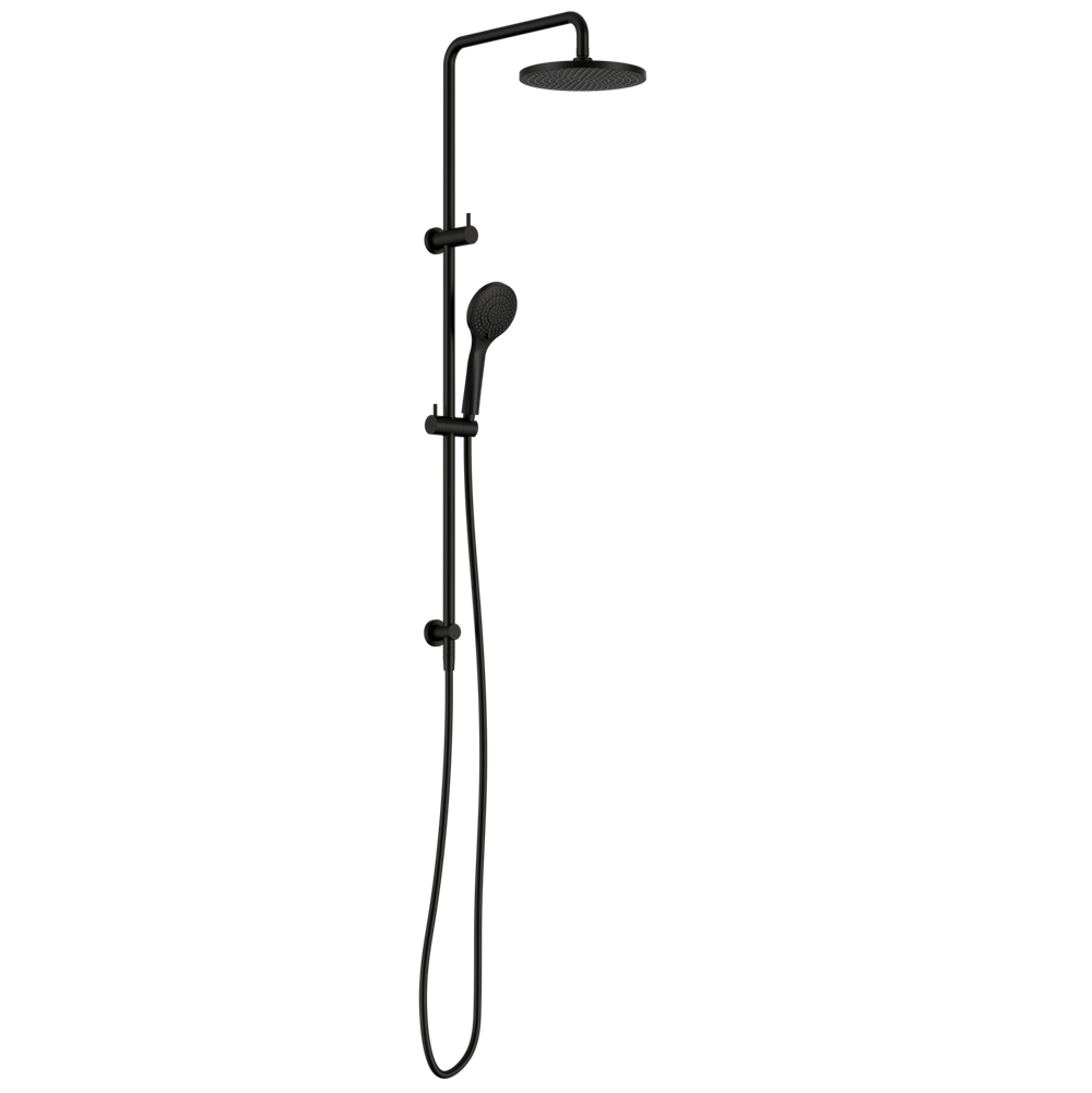 Nero Round Twin Shower Set Air 230mm Overhead Air 1 Handset DCV Matte Black NR250805D01MB