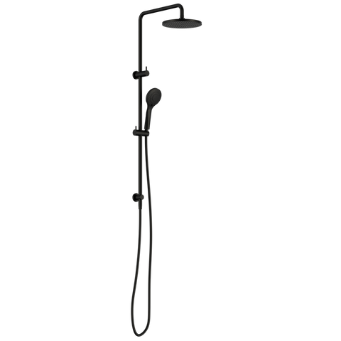 Nero Round Twin Shower Set Air 230mm Overhead Air 1 Handset DCV Matte Black NR250805D01MB