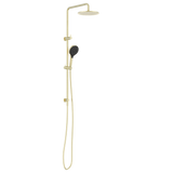 Nero Round Twin Shower Set 250mm Overhead Air 2 Handset DCV Brushed Gold NR250805D02BG