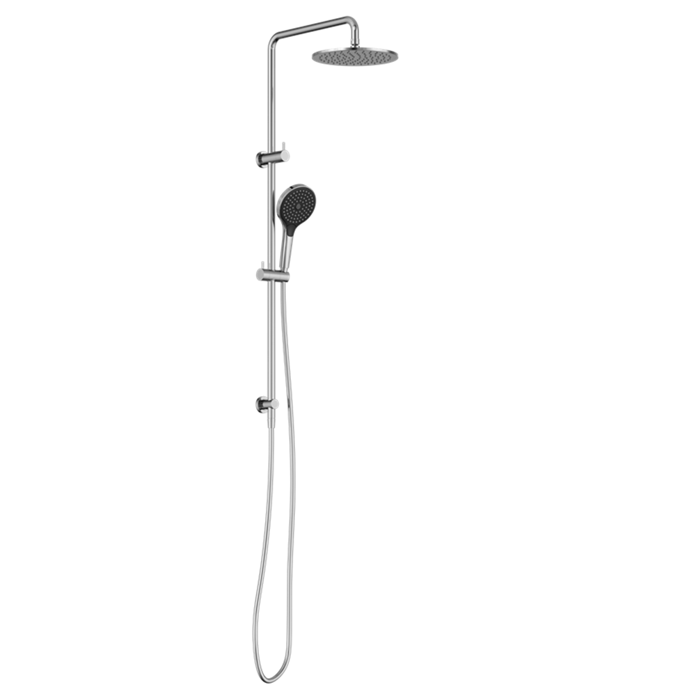 Nero Round Twin Shower Set 250mm Overhead Air 2 Handset DCV Chrome NR250805D02CH