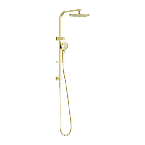Nero Bianca Twin Shower 250mm Metal Overhead 3 Function Hand Set DCV Brushed Gold NR250805FBG