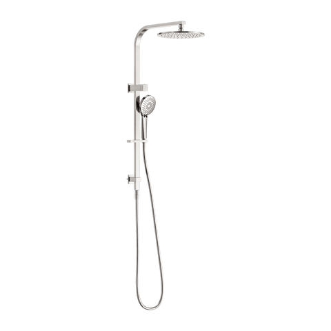 Nero Bianca Twin Shower 250mm Metal Overhead 3 Function Hand Set DCV Brushed Nickel NR250805FBN