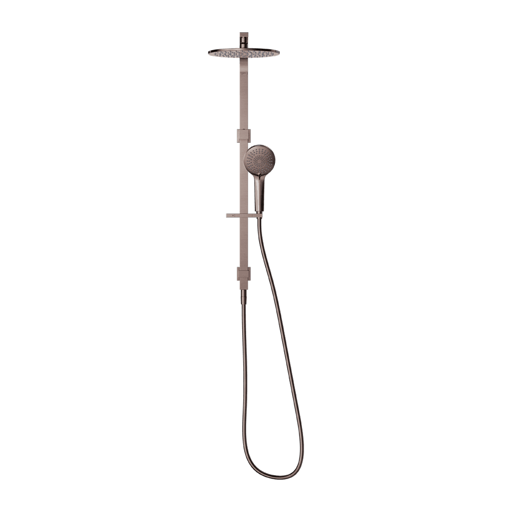 Nero Bianca Twin Shower 250mm Metal Overhead 3 Function Hand Set DCV Brushed Bronze NR250805FBZ