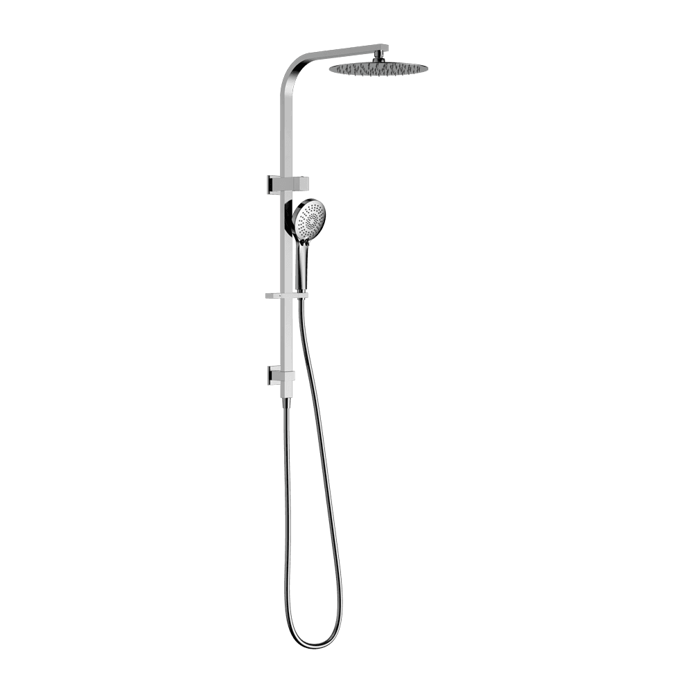 Nero Bianca Twin Shower 250mm Metal Overhead 3 Function Hand Set DCV Chrome NR250805FCH