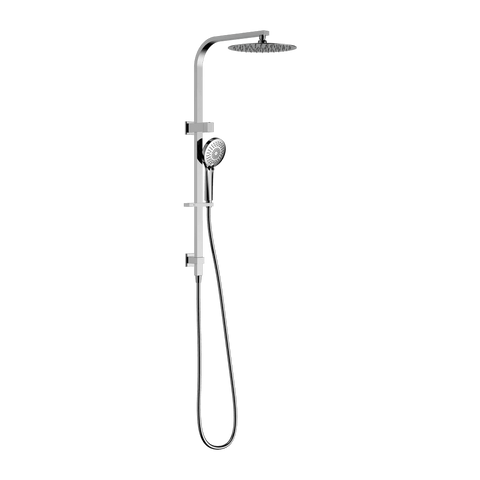 Nero Bianca Twin Shower 250mm Metal Overhead 3 Function Hand Set DCV Chrome NR250805FCH