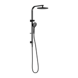 Nero Bianca Twin Shower 250mm Metal Overhead 3 Function Hand Set DCV Matte Black NR250805FMB