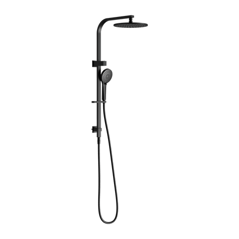 Nero Bianca Twin Shower 250mm Metal Overhead 3 Function Hand Set DCV Matte Black NR250805FMB