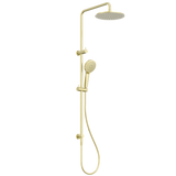 Nero Round Twin Shower Set 250mm Overhead 3 Function Handset Dual Check Valve Brushed Gold NR250805DBG