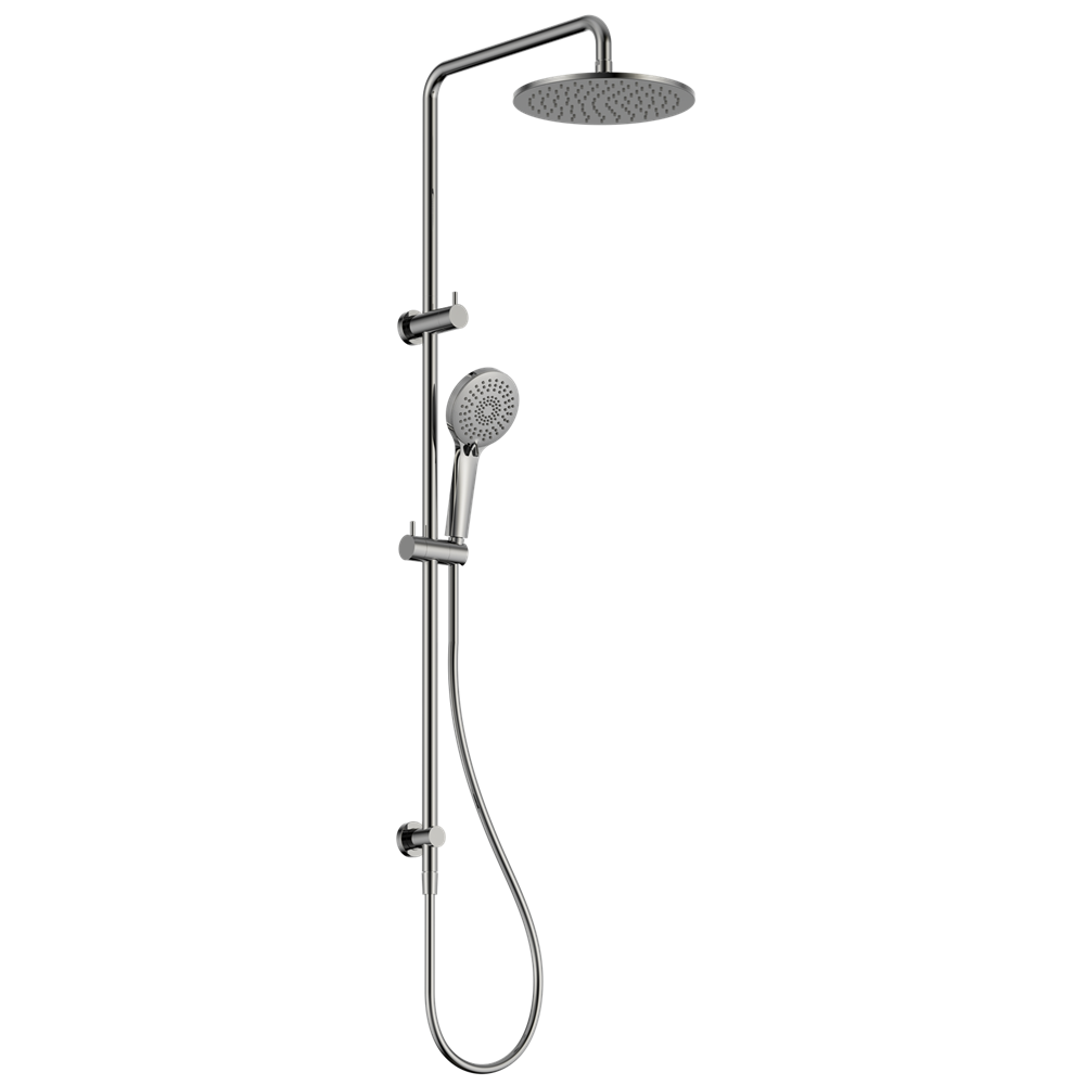 Nero Round Twin Shower Set 250mm Overhead 3 Function Handset Dual Check Valve Chrome NR250805DCH
