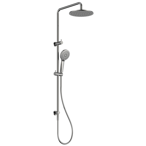 Nero Round Twin Shower Set 250mm Overhead 3 Function Handset Dual Check Valve Chrome NR250805DCH