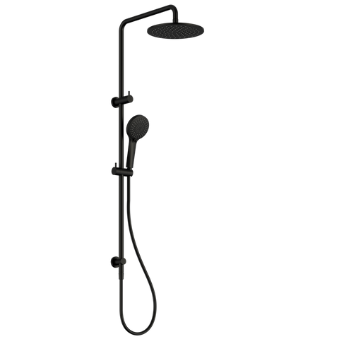 Nero Round Twin Shower Set 250mm Overhead 3 Function Handset Dual Check Valve Matte Black NR250805DMB