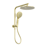 Nero Mecca 2 In 1 Twin Shower 250mm Overhead 3 Function Handset Brushed Gold NR250805EBG