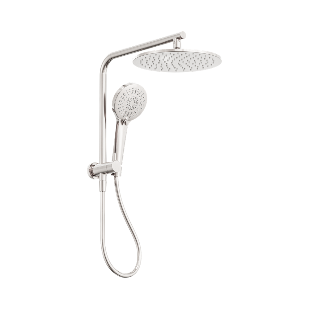 Nero Mecca 2 In 1 Twin Shower 250mm Overhead 3 Function Handset Brushed Nickel NR250805EBN